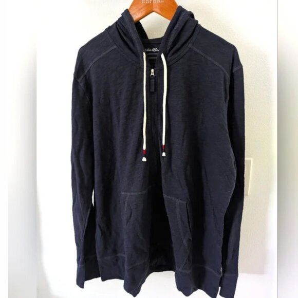 Eddie Bauer Women's Legend Wash Slub Full Zip Hoodie - NWT Atlantic Navy Blue L - Picture 1 of 13
